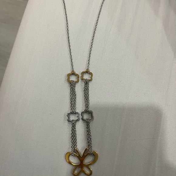 Butterfly and clover necklace in Silver and gold never worn - Picture 3 of 3
